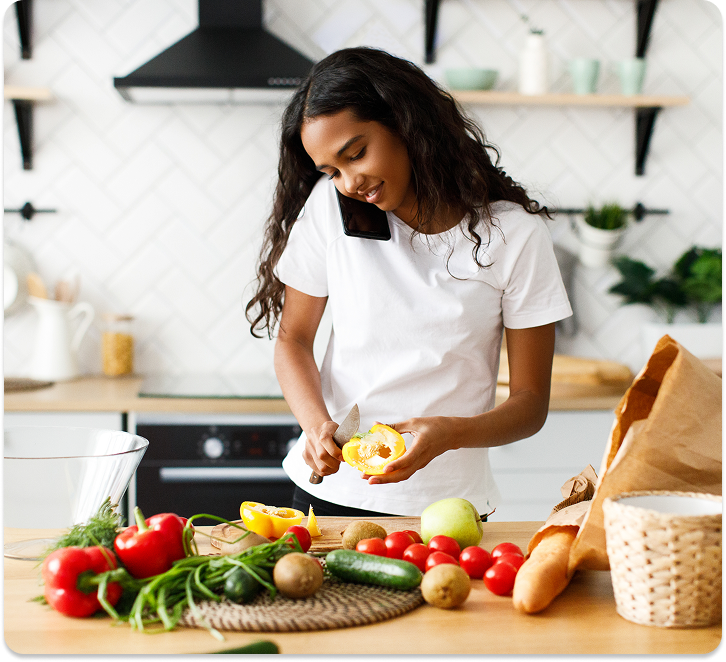 Woman preparing food in a kitchen